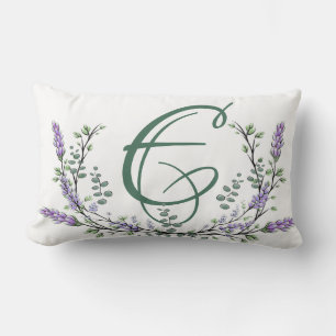 Coussin Rectangle Monogramme E Lavande Eucalyptus