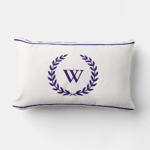 Coussin Rectangle Monogramme Elegant Marine Bleu Et Blanc Lumbar Cou