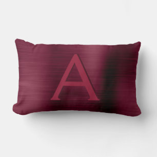 Coussin Rectangle Monogramme en acier inoxydable de Bourgogne Nom et