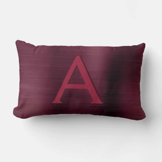 Coussin Rectangle Monogramme en acier inoxydable de Bourgogne Nom et (Recto)