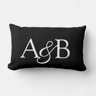 Coussin Rectangle Monogramme esperluette Couple noir et blanc