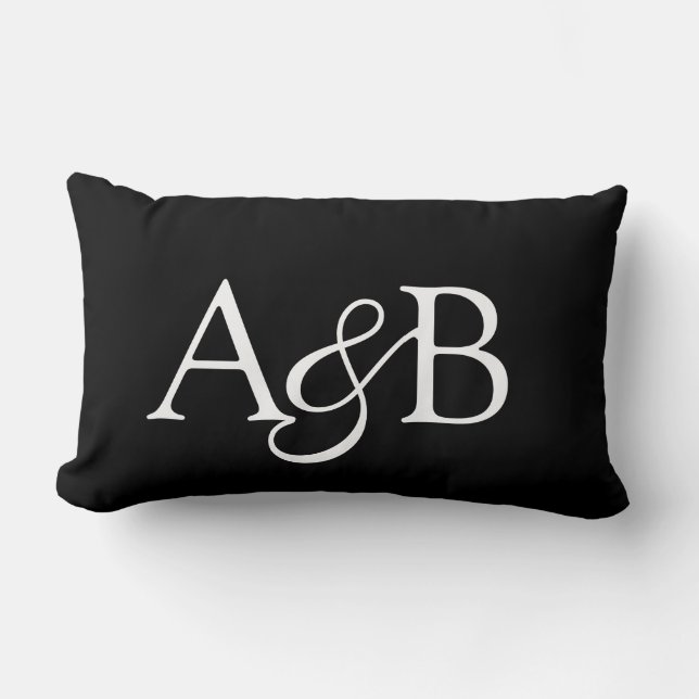 Coussin Rectangle Monogramme esperluette Couple noir et blanc (Recto)