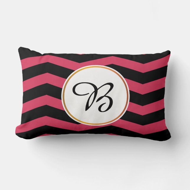 Coussin Rectangle monogramme et chevron (Recto)