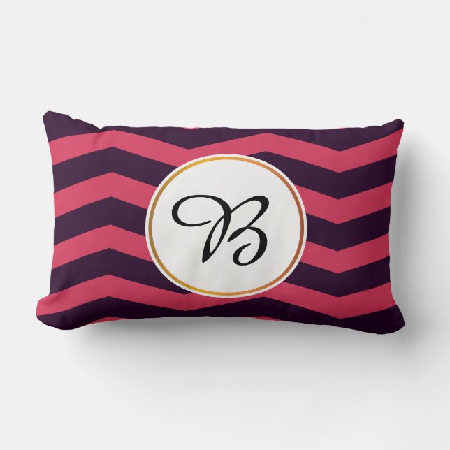 Coussin Rectangle monogramme et chevron (Recto)