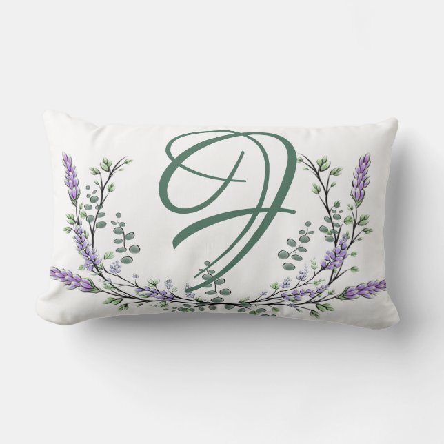 Coussin Rectangle Monogramme F Lavande Eucalyptus (Recto)