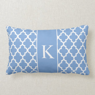 Coussin Rectangle Monogramme fait sur commande marocain bleu de