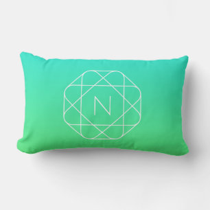 Coussin Rectangle Monogramme géométrique cool   Ombre Vert bleu et c