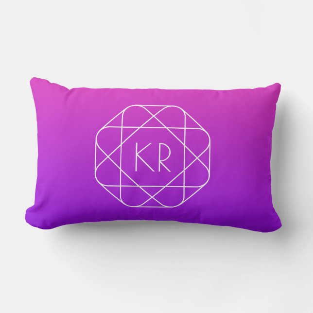Coussin Rectangle Monogramme géométrique cool | Violette violette ma (Recto)