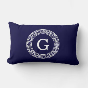 Coussin Rectangle Monogramme initial du cadre de la ligne de la clé 