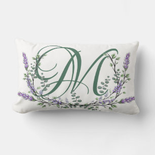 Coussin Rectangle Monogramme M Lavender Eucalyptus