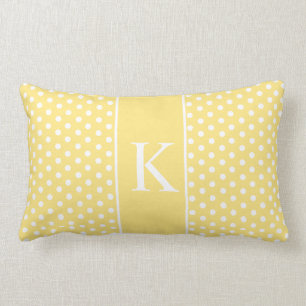 Coussin Rectangle Monogramme mignon   de pois jaune-clair