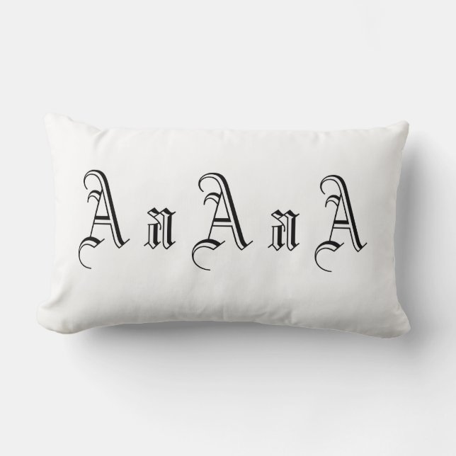 Coussin Rectangle Monogramme multiple en noir et blanc (Recto)