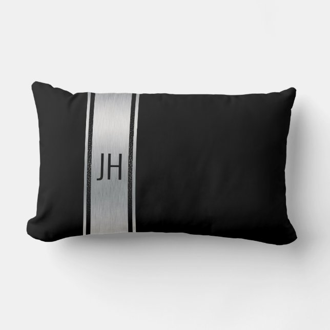 Coussin Rectangle monogramme noir et blanc nobleman (Recto)