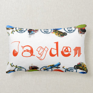 Coussin Rectangle Monogramme nommé personnalisé pour Jayden/garçons