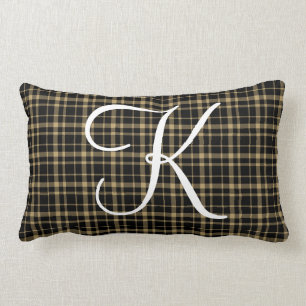 Coussin Rectangle Monogramme personnalisable d'initiale de plaid