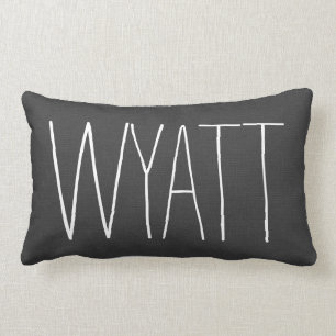 Coussin Rectangle Monogramme rustique de nom de charbon de bois