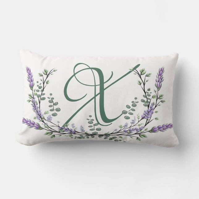 Coussin Rectangle Monogramme X Lavande Eucalyptus (Recto)