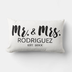 Coussin Rectangle Monsieur et Madame Modern Brush Font Anniversaire