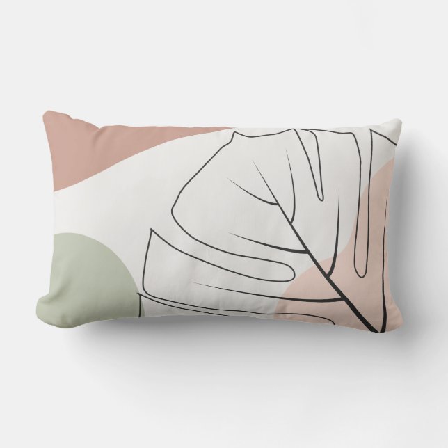 Coussin Rectangle Monstera minimaliste (Recto)