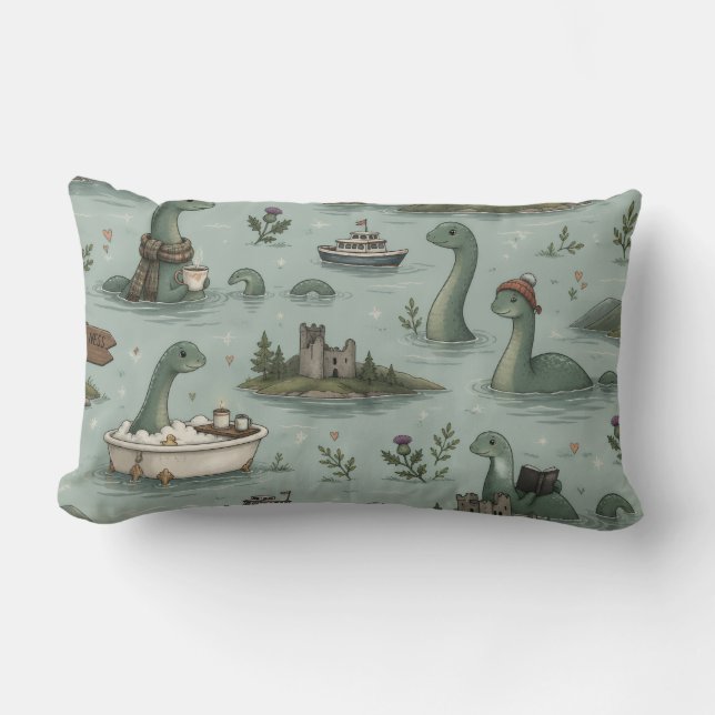Coussin Rectangle Monstre du Loch Ness  (Recto)