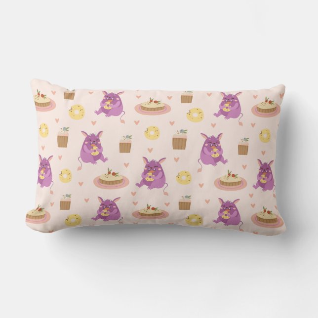 Coussin Rectangle Monstres Snack (Recto)