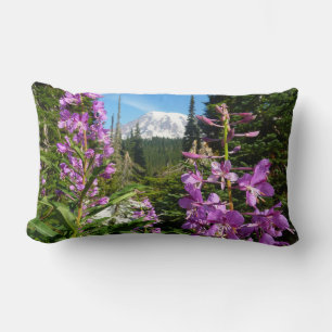 Coussin Rectangle Mont Rainier Entre Fleurs Violettes De Phlox