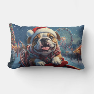 Coussin Rectangle Montagnes Russes Bulldog Noël