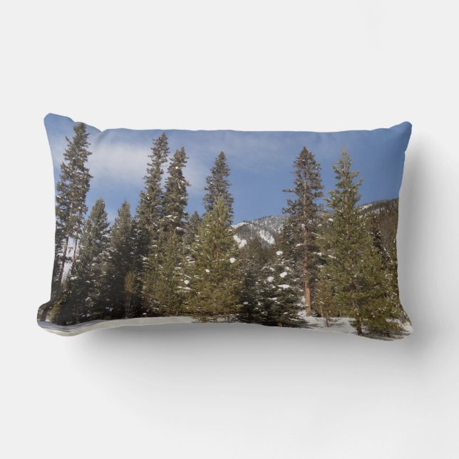 Coussin Rectangle Montana Mountain Trails in Winter Landcape Photo (Recto)