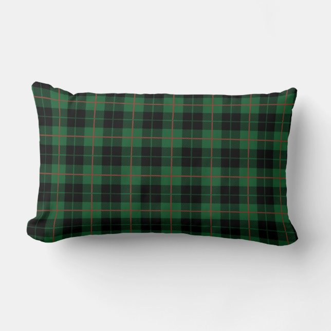 Coussin Rectangle Montre Rouge Noir Vert Plaid, Tartan Plaid (Recto)