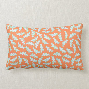 Coussin Rectangle Morceaux blancs de corail minuscules sur l'orange