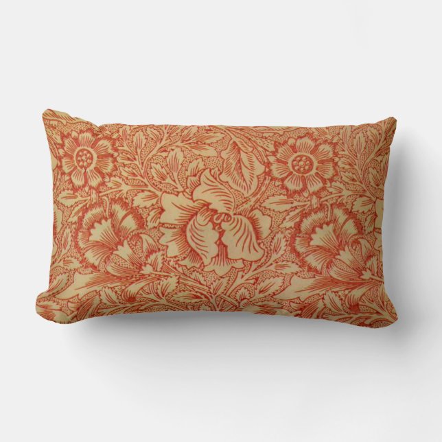 Coussin Rectangle Morris - Pink et Poppy.motif floral (Recto)
