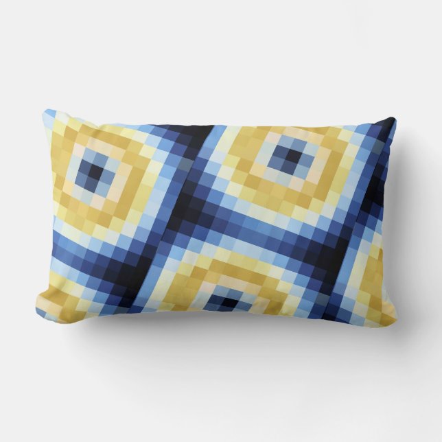 Coussin Rectangle Mosaïque bleue et jaune (Recto)