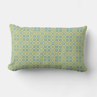 Coussin Rectangle Mosaïque florale géométrique motif sauge et aqua