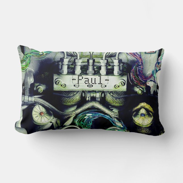 Coussin Rectangle Moteur rouillé et Mossy Dieselpunk à double face T (Recto)