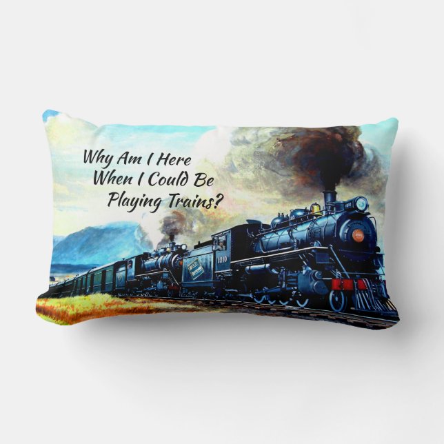 Coussin Rectangle Moteurs Locomotive à vapeur avec texte (Recto)