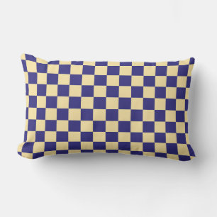 Coussin Rectangle Motif à carreaux indigo et beurre
