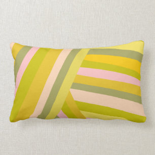 Coussin Rectangle Motif Abstrait en rose jaune citron vert