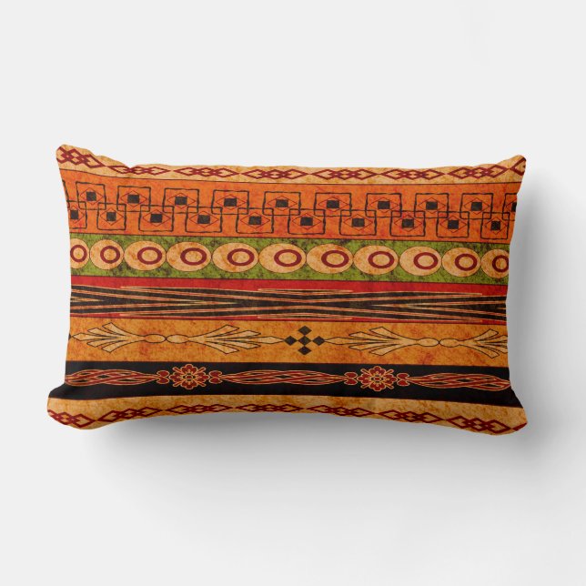 Coussin Rectangle motif africain rayé. (Recto)