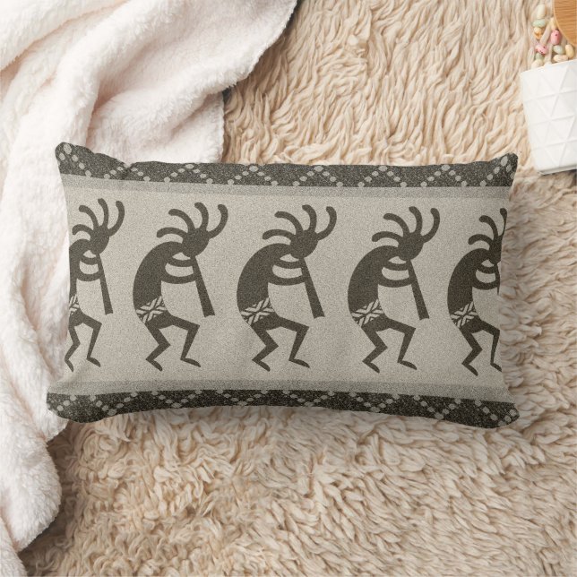 Coussin Rectangle Motif Aztèque Gris Et Noir Sud-Ouest Kokopelli Azt (Couverture)