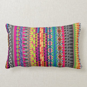 Coussin Rectangle Motif aztèque tribal coloré