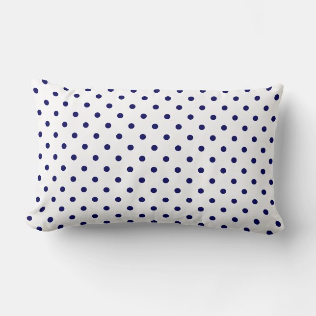 Coussin Rectangle Motif blanc de tache de point de polka de bleu (Recto)