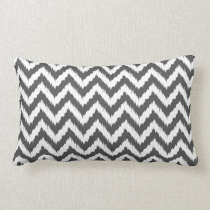 Coussin Rectangle Motif blanc et gris de Chevron Ikat