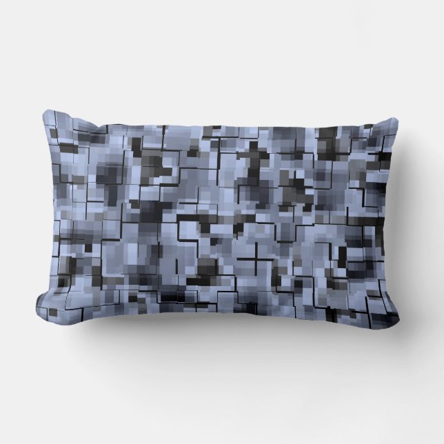 Coussin Rectangle Motif bleu et noir Abstrait (Recto)