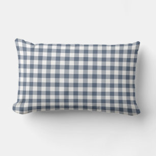 Coussin Rectangle Motif bleu foncé et blanc En vichy