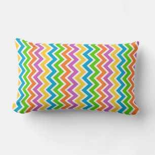 Coussin Rectangle Motif chevron arc-en-ciel de couleurs vives