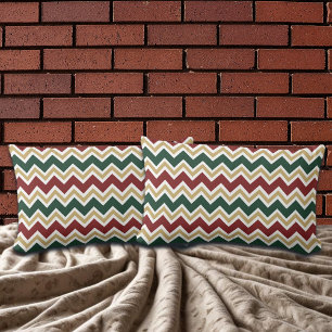 Coussin Rectangle Motif Chevron blanc rouge vert