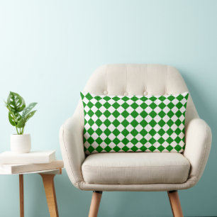 Coussin Rectangle Motif Chevron Vert et Blanc Gras 33 x 53 cm