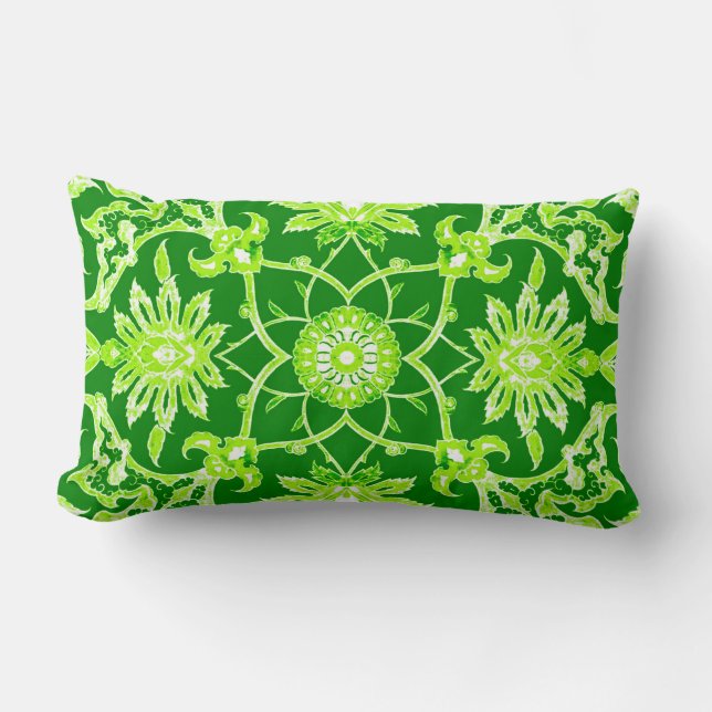 Coussin Rectangle Motif chinois Art Nouveau - Emerald Green (Recto)