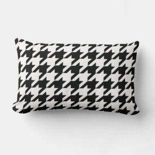 Coussin Rectangle Motif classique en Houndstooth : Vintage noir et b