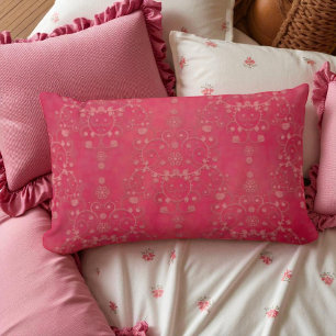 Coussin Rectangle Motif damassé floral rose profond